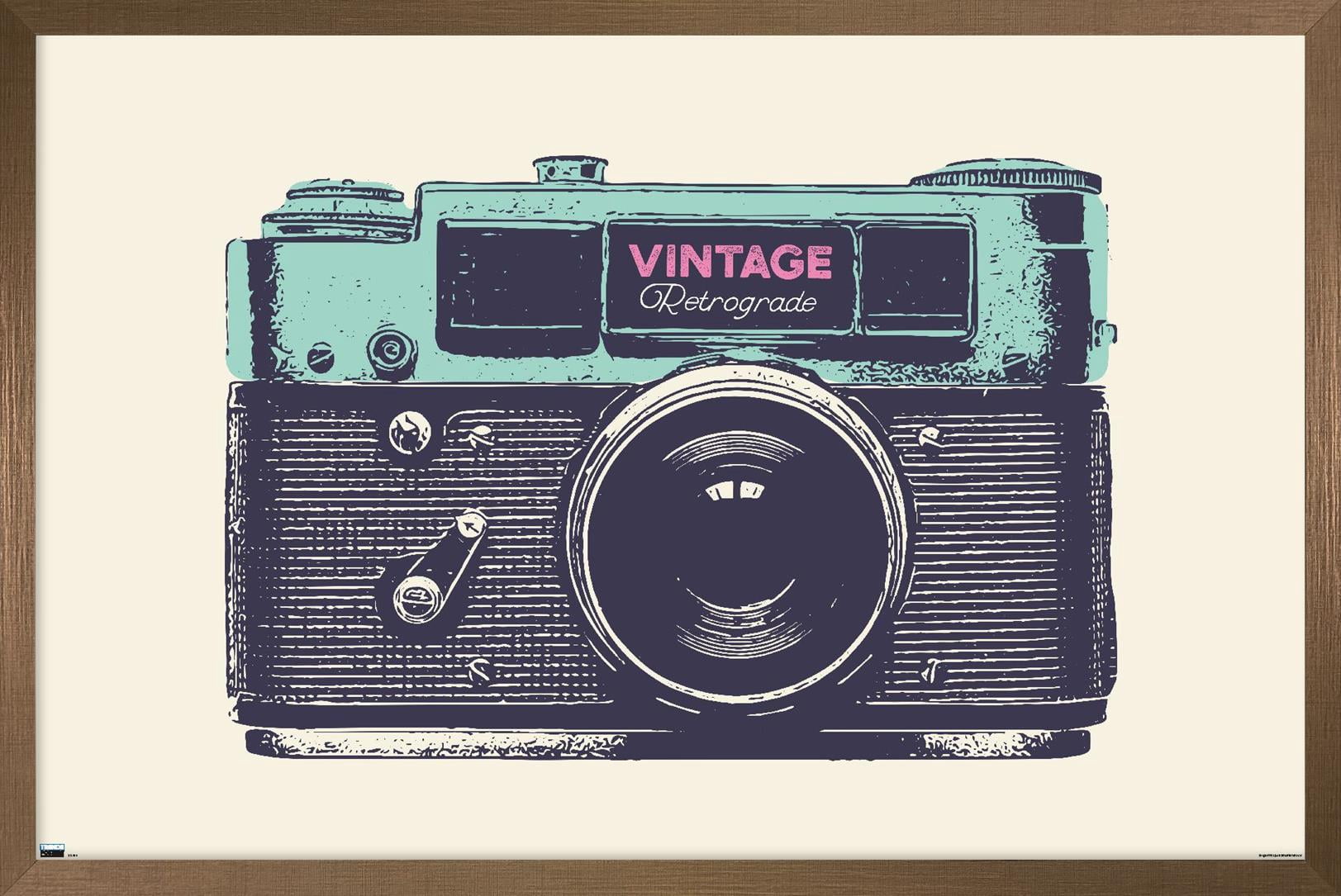 Vintage Camera Wall Poster, 22.375" x 34" Framed