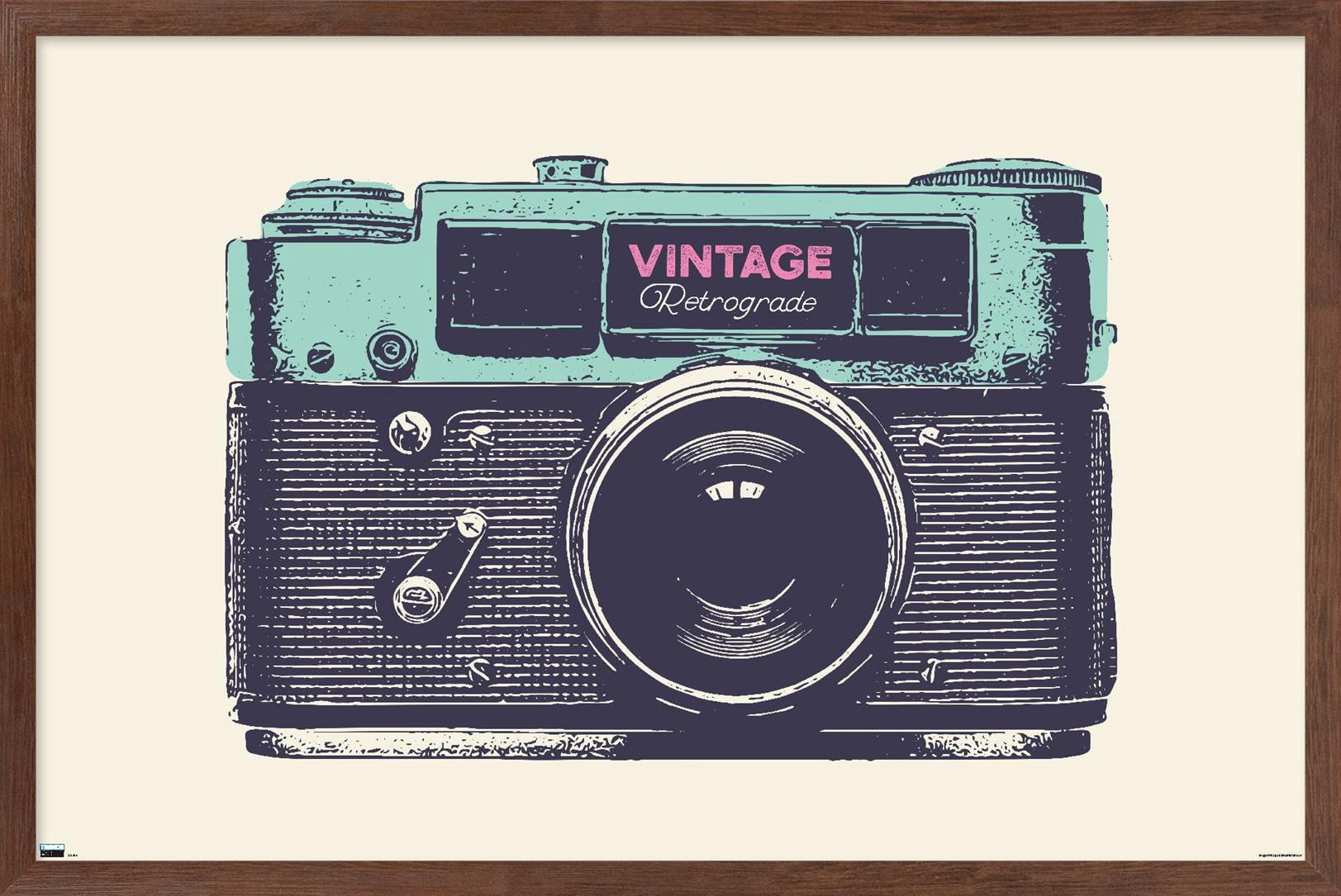 Vintage Camera Wall Poster, 22.375" x 34" Framed