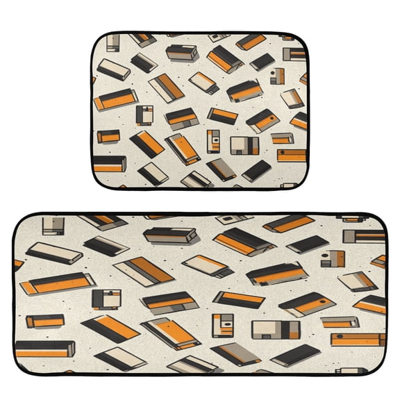 Vintage Cameras 2-Piece Kitchen Carpet Mat Set, Non-Slip Memory Foam, Soft for Kitchen and Living Room Use