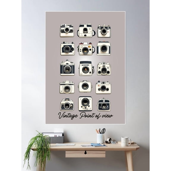 Vintage Cameras By Callisc Arts Poster Wall Art, Modern Wall Decor For Living Room Bedroom, 8x12 UNFRAMED