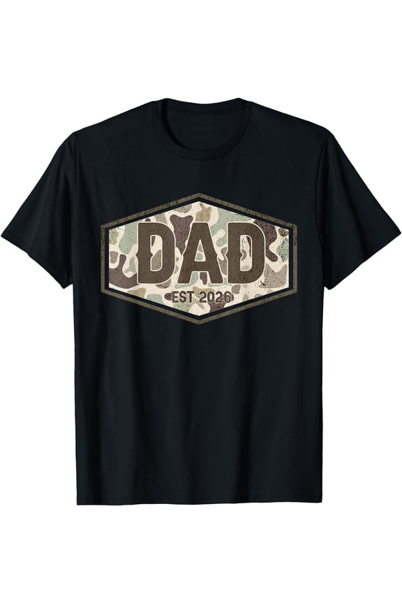 Vintage Camo Dad Est. 2026 Logo T-Shirt - Future Father Gift