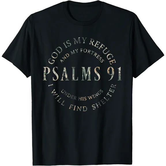 Vintage Camo Psalms 91 Christian Blessed Christ Jesus T-Shirt