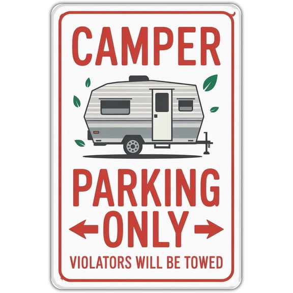 Vintage Camper Parking Only Metal Sign for Garden Yard Bar Porch Home Wall Decor 8 x 12 Inch