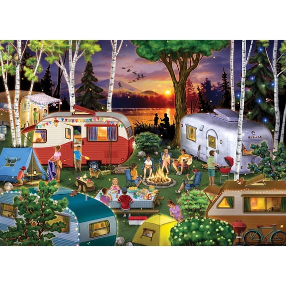 Vintage Campers Jigsaw Puzzle 1000 Piece by Vermont Christmas Company - Camping Puzzles for Adults & Families