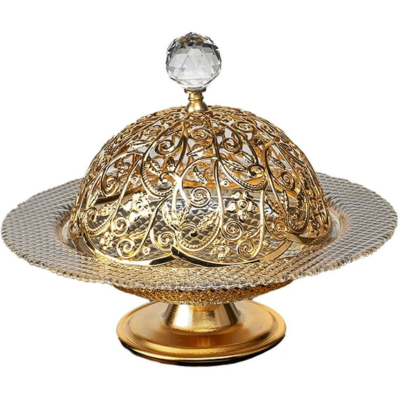 Vintage Candy Bowl with Lid, Decorative Turkish Delight Serving Bowl, Handmade Trifle Bowl for Gift, Authentic Round Bowl | Silver Gold |