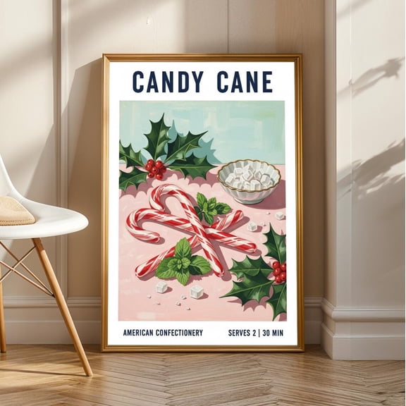 Vintage Candy Cane Poster -Dessert Wall Art - American Food Print - Festive Kitchen Decor - Seasonal Artwork - Idea, Unframed Poster Size 24x36