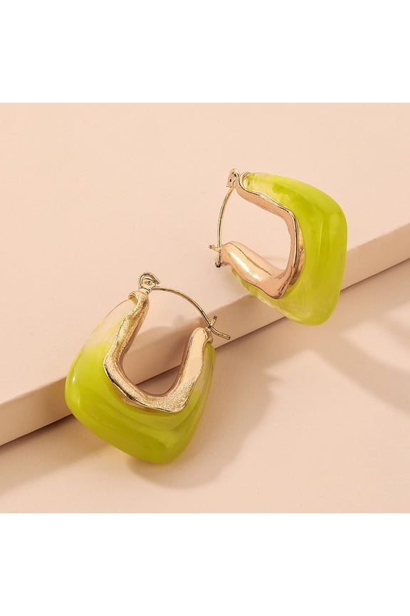 Vintage Candy Color Resin Geometric Ear Cuffs Earrings European and American Fashion Niche Simple Elegant Internet Celebrity High-end Earrings for Women