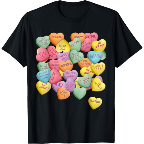 Vintage Candy Conversation Hearts for Anti Valentine's Day T-Shirt100% cotton