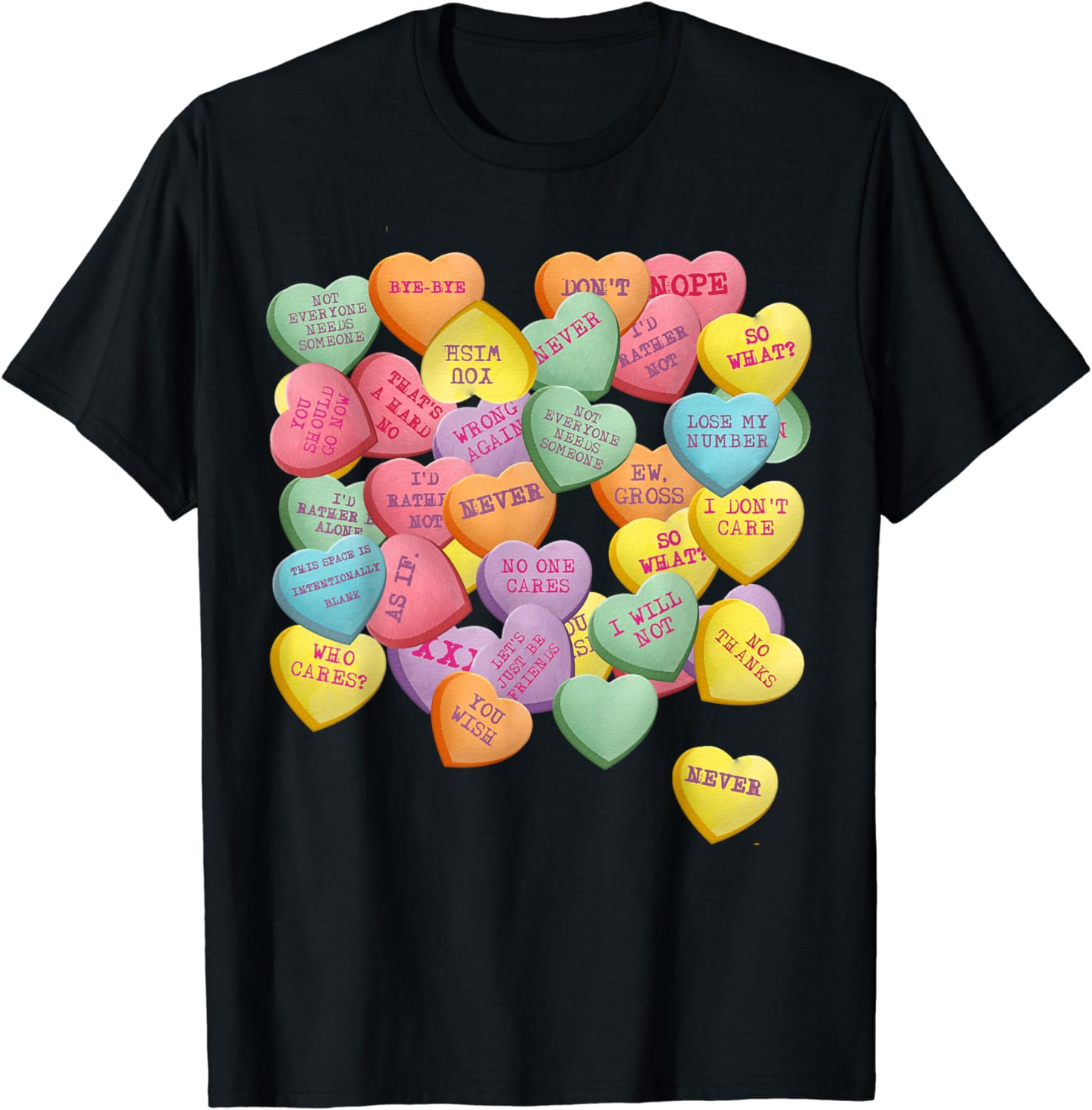 Vintage Candy Conversation Hearts for Anti Valentine's Day T-Shirt ...