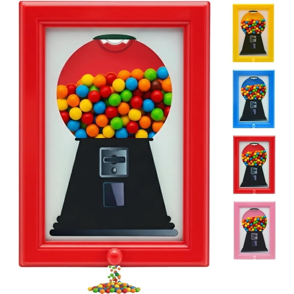 Vintage Candy Dispenser Picture Frame, Wall Mount Gumball Machine, Retro Spinner for Snacks, Fun Art Display for Kitchen, Game Room
