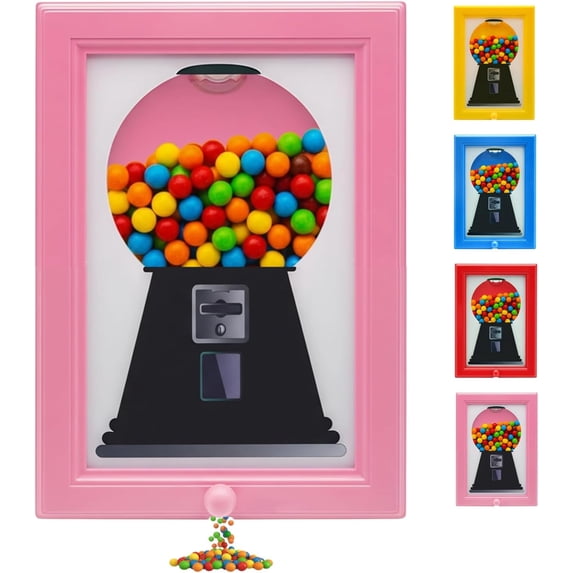 Vintage Candy Dispenser Picture Frame, Wall Mount Gumball Machine, Retro Spinner for Snacks, Fun Art Display for Kitchen, Game Room