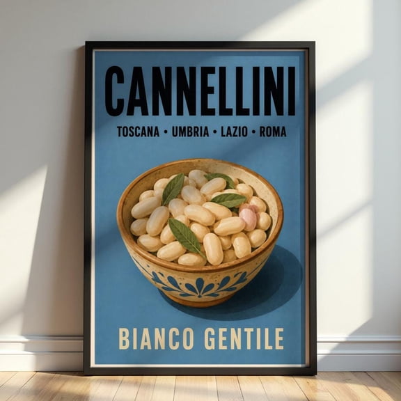 Vintage Cannellini Poster Retro Italian Bean Wall Art Mediterranean Kitchen Print Home Decor Office Wall Art