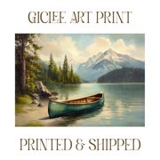 Vintage Canoe Wall Art Old Town Canoe Art Poster Green Canoe Poster Poster Cabin Decor Mountain Lake Art Poster Vintage Camping Poster Outdoors, 8x12 UNFRAMED