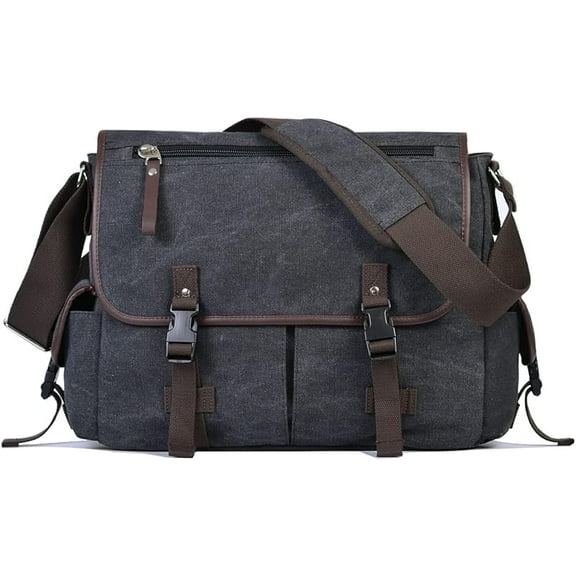 Vintage Canvas 15.6 inch Laptop Messenger Bag for Men Women, College Computer Satchel Shoulder Bag Travel Office Briefcases