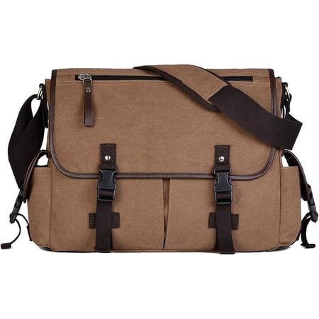 Vintage Canvas 15.6 inch Laptop Messenger Bag for Men Women, College Computer Satchel Shoulder Bag Travel Office Briefcases