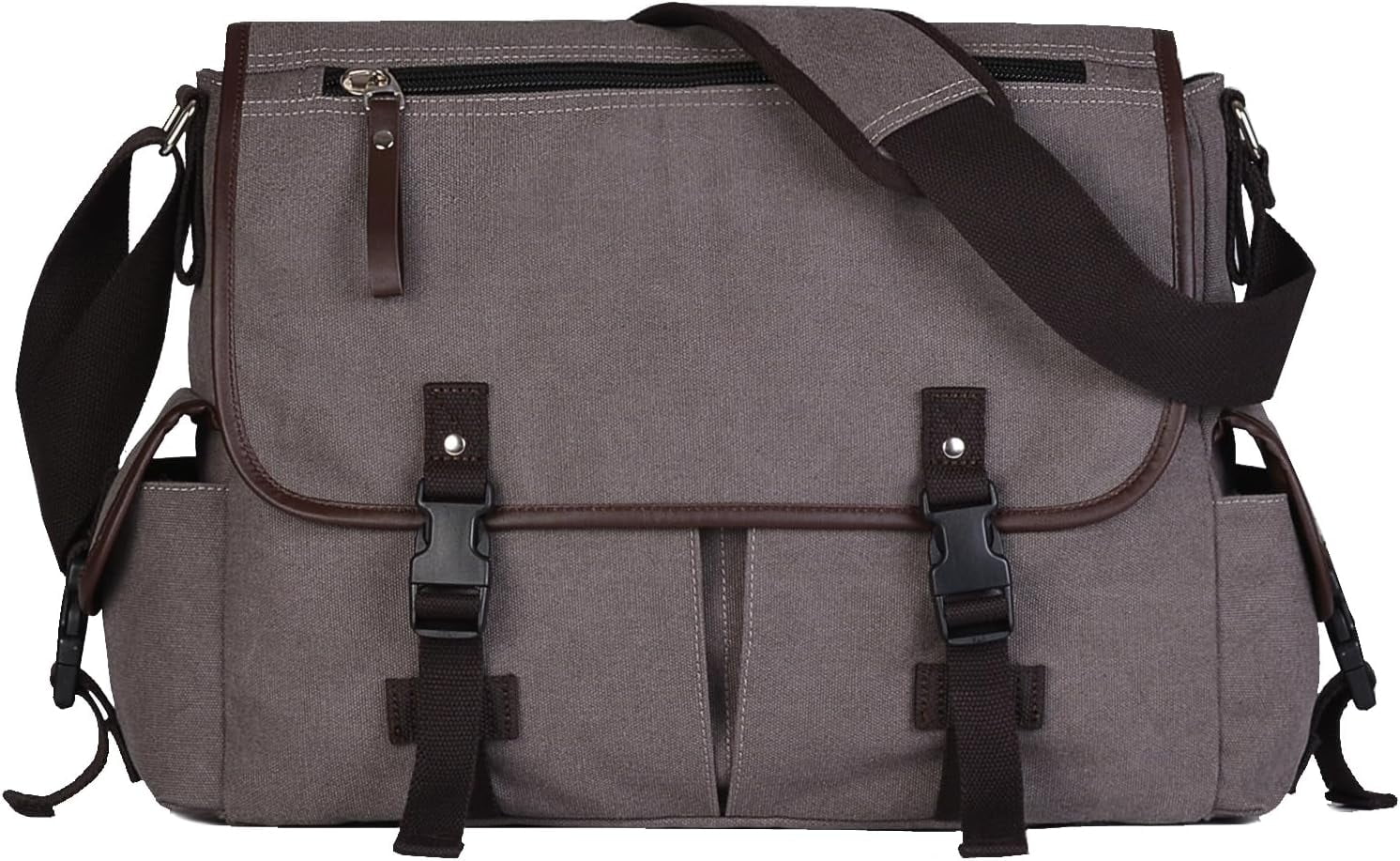 Vintage Canvas 15.6 inch Laptop Messenger Bag for Men Women, College Computer Satchel Shoulder Bag Travel Office Briefcases