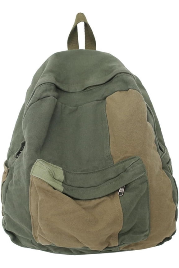 Vintage Canvas Backpack for Women Men Grunge Hippie Boho Patchwork Backpack College Book Bag Travel Casual Daypack (One Size,Green)