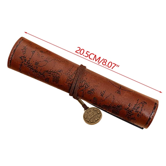 Vintage Canvas Leather Rolling Pencil Bag for Art Supplies and Drawing, Large Capacity Cute Stationery Box for Pens and Pencils Storage, Portable Wrap Pouch for Office and Home Organization