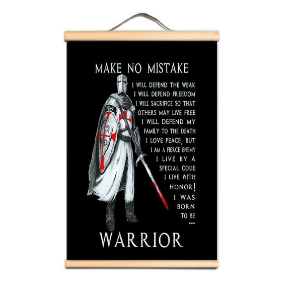 Vintage Canvas Print Artwork Medieval Crusader Warrior Wall Art Poster - Here's a Stunning Scroll Painting of a Templar Knight 0,Multicolor,11.8X17.7 inches
