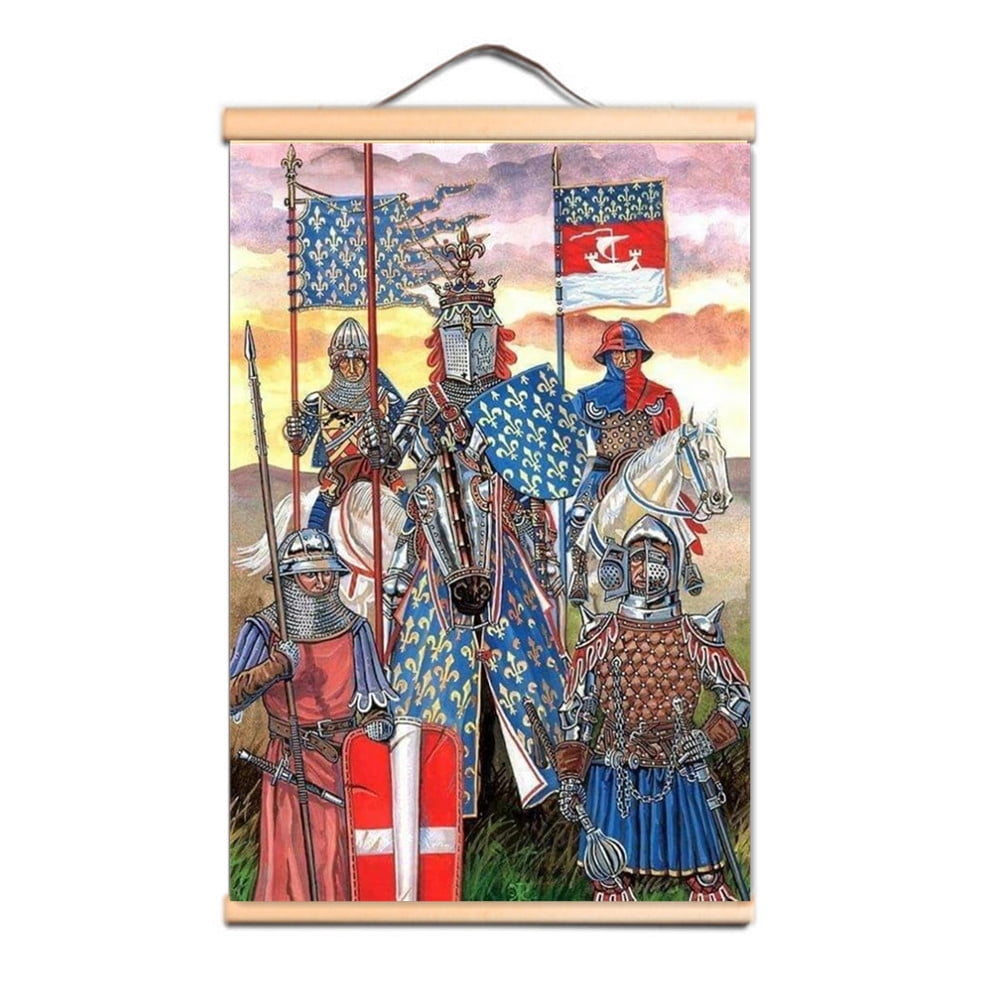 Vintage Canvas Print Artwork Medieval Crusader Warrior Wall Art Poster ...