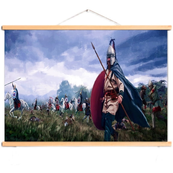 Vintage Canvas Print Artwork Medieval Crusader Warrior Wall Art Posters and Prints - Here's a Stunning Scroll Painting Templar Knight Tapestry Wall Hanging Flag 8,Multicolor,40X30 CM