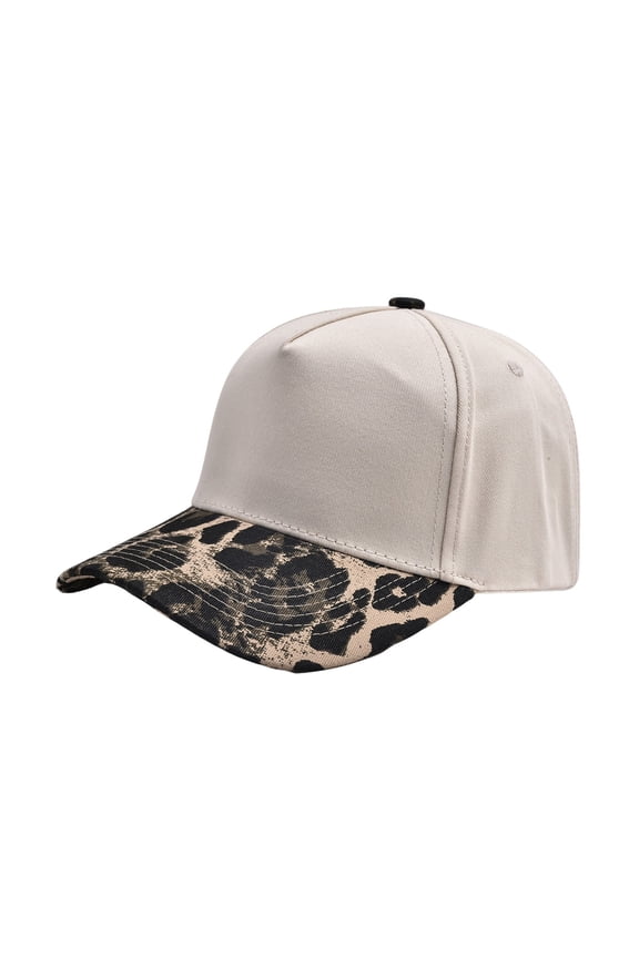 Vintage Canvas Snapback Leopard Print Contrast Brim Baseball Cap Hat - Adjustable 2 Tone Cap for Unisex Put It on Dad for Summer Outdoor Sports by Awwp Beige One Size