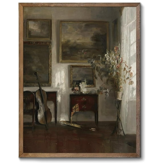 Vintage Canvas Wall Art Home Decor Interior With a Cello Vintage Wall Art Decor for Living Room Home Decor Canvas Bedroom Decor (8"x10") - Unframed