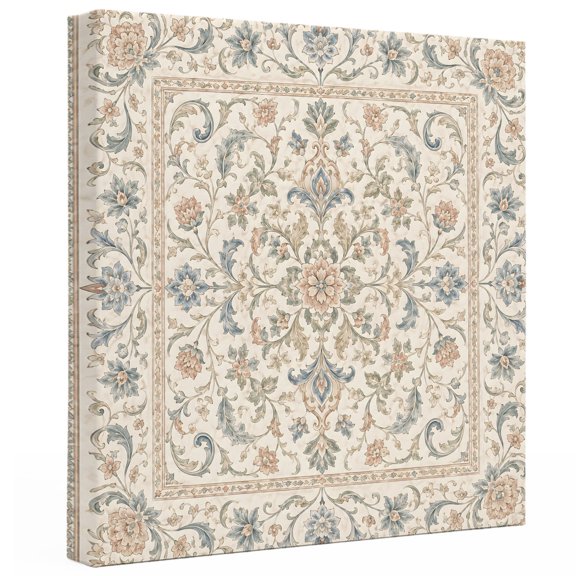 Vintage Canvas Wall Art for Living Room, Classic Floral Scrolls Botanical Vines Damask Border Poster Print Painting for Nightstand Bathroom Collage Decoration Wall Pictures Prepare To Hang 8"x8"