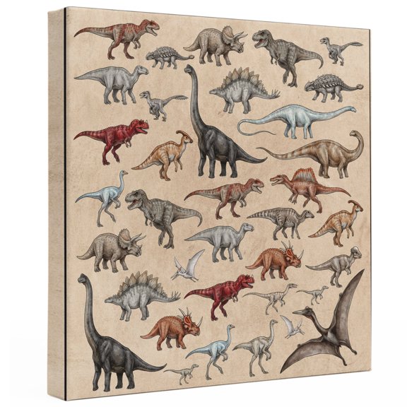 Vintage Canvas Wall Art, print in USA Dinosaurs Biographies Retro Canvas Art Prints Decor Canvas Painting Prints Artwork&nbsp; Wooden Framed for Living Room Bathroom Bedroom Decoration