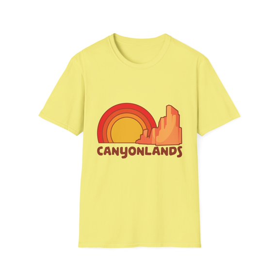 Vintage Canyonlands Wilderness Distressed Gifts | Retro Towering Pinnacles Graphic Men Women Unisex Softstyle T-Shirt