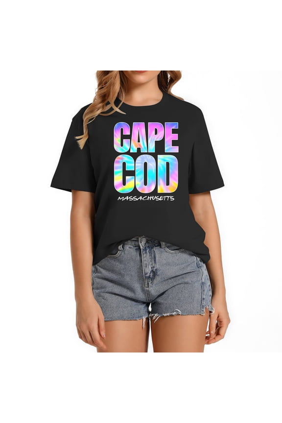 Vintage Cape Cod Tshirt Retro Tie Dye Trendy Graphic Tee for Women - Soft and Comfortable Material for All-Day Wear