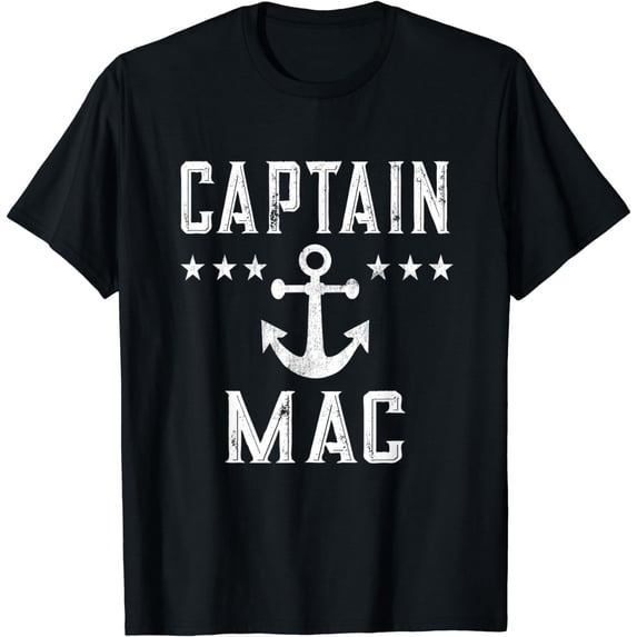 Vintage Captain Mac Personalized Lake Boating Father Gift T-Shirt