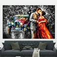 thumbnail image 1 of Vintage Car Artwork, Romantic Couple Art Canvas, Sexy Couple Wall Decor, Kissing Couple Painting, Kissing Couple Wall Decor, Canvas Wall Decor - 3P-Gold Framed, 1 of 9
