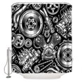 thumbnail image 1 of Vintage Car Bathroom Shower Curtains with 12 Hooks Polyester Waterproof Shower Curtain for Stalls and Bathtubs Automobile Car Parts Engine Print Black Decorative Bathroom Privacy Curtain 54x78 Inches, 1 of 9