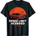Vintage Car Black TShirt Red Classic Car Design with Sunset & Speed
