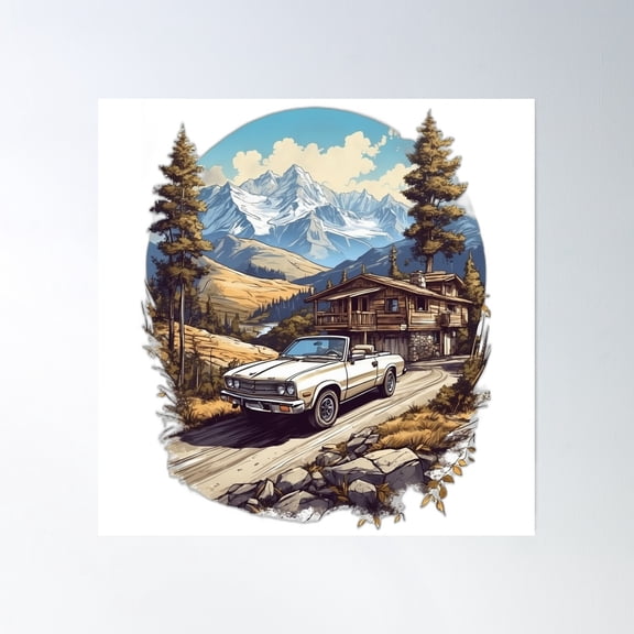 Vintage Car Fashion Artistic Landscape Poster Wall Art, Modern Wall Decor, 8x12 UNFRAMED
