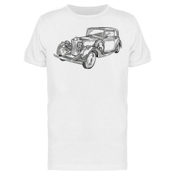 Vintage Car Hand Sketch T-Shirt Men -Image by Shutterstock, Male Large