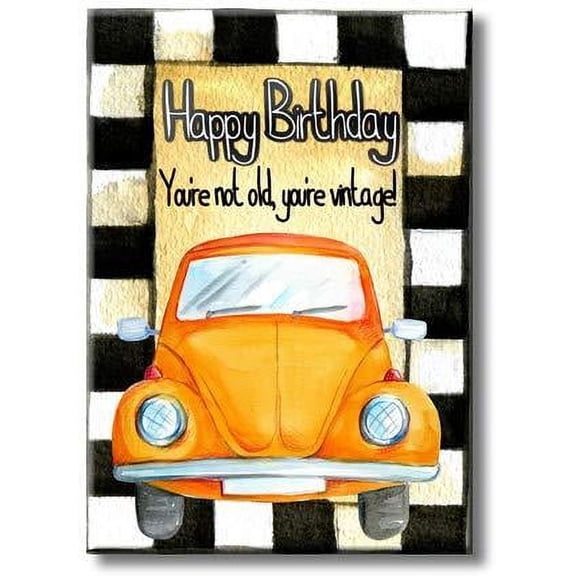 Vintage Car Happy Birthday Picture on Stretched Canvas, Wall Art D?cor, Ready to Hang