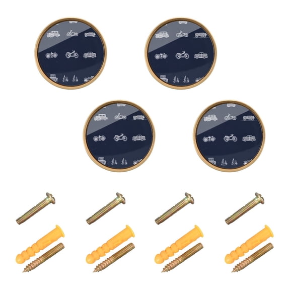 Vintage Car Illustrations Cabinet Furniture Knobs Drawer Metal Pulls 1.26in Acrylic Zinc Alloy Dual Screw Set