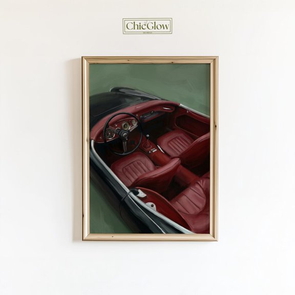 Vintage Car Interior Driving Wall Art Home Decor Unframed Paper Print
