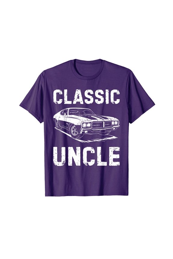 Vintage Car Lover Classic Uncle T-Shirt - Funny Distressed Graphic Tee for Car Enthusiasts