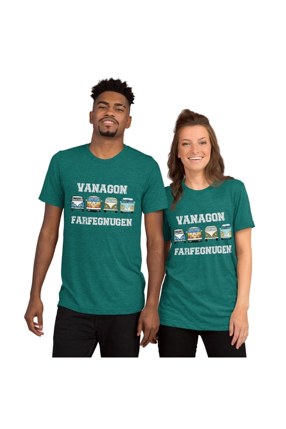 Vintage Car Lover T-Shirt, Classic Cars Tee, Vanagon Fahrvergnügen VW Bus Gift (Teal Triblend, XS)