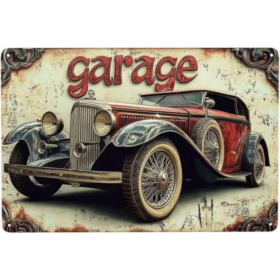 Vintage Car Metal Tin Sign, Rustic Wall Art Plaque for Bar, Man Cave, Office or Garage, Nostalgic Retro Decor, 8 x 12 Inch