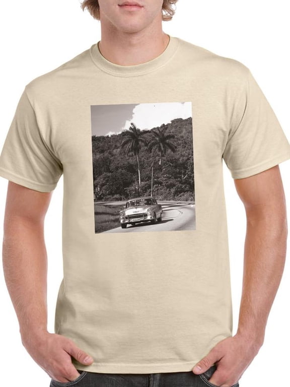 Vintage Car On The Road T-Shirt Men -Smartprints Designs, Male 5X-Large