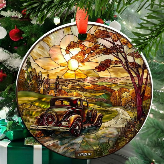 Vintage Car Ornament Suncatcher Window Hangings Birthday Gift for Mom Grandma Teacher Women Friend Christmas, 2025, Holiday Decoration, 2025, Seasonal Holiday Decor, Holiday