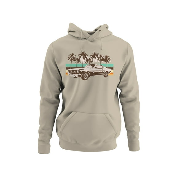 Vintage Car Palm Tree Sunset Art Men's Hoodie