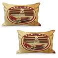 thumbnail image 1 of Vintage Car Quilted Pillowcover Set of 2, Vintage Car Image American of Liberty on Old Paper Print, Standard Queen Size Pillow Cover for Bedroom, 36" x 20", Yellow Red Brown, by Ambesonne, 1 of 1