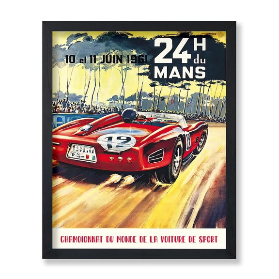 Vintage Car Racing Poster Retro 24 Hours of Le Mans Print Sports Art Decor for Office Bedroom Wall Art