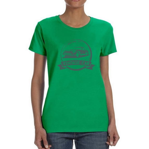 Vintage Car Since 1940 Graphic Women Kelly Green T-Shirt, Female Medium