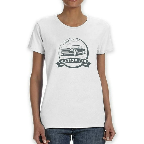 Vintage Car Since 1940 Graphic Women White T-Shirt, Female Medium